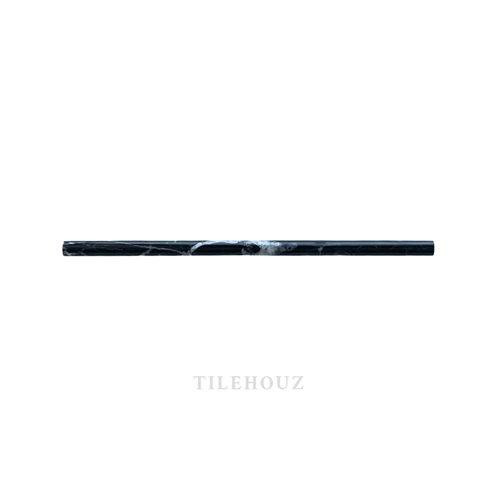 Nero Marquina marble 1/2-inch pencil liner, polished/honed finish, black with white veining, Tilehouz