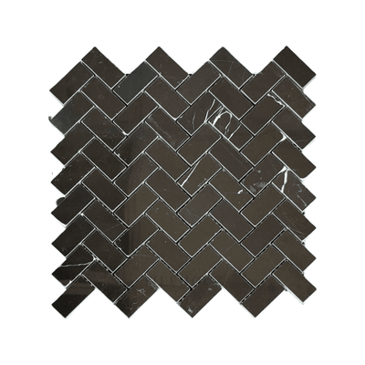 Nero Marquina 1X2 Herringbone Mosaic Polished/honed