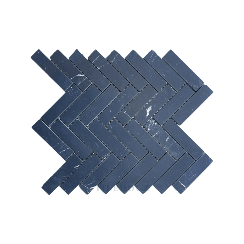 Nero Marquina 1X4 Herringbone Mosaic Polished/honed