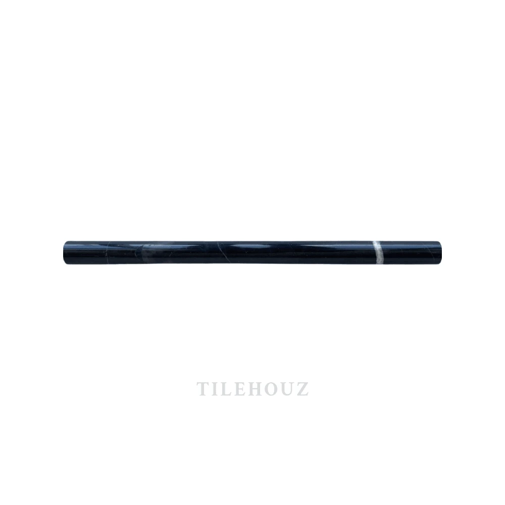 Nero Marquina marble 3/4-inch bullnose liner, polished/honed finish, Tilehouz wall & ceiling tile