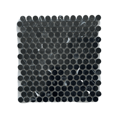 Nero Marquina Pennyround Mosaic Polished/honef