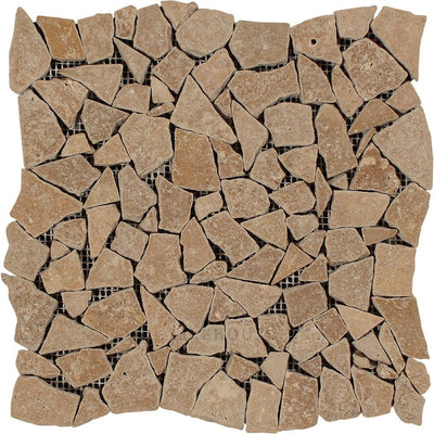 Noce Tumbled Travertine Random Broken Mosaic Tile Tiles
