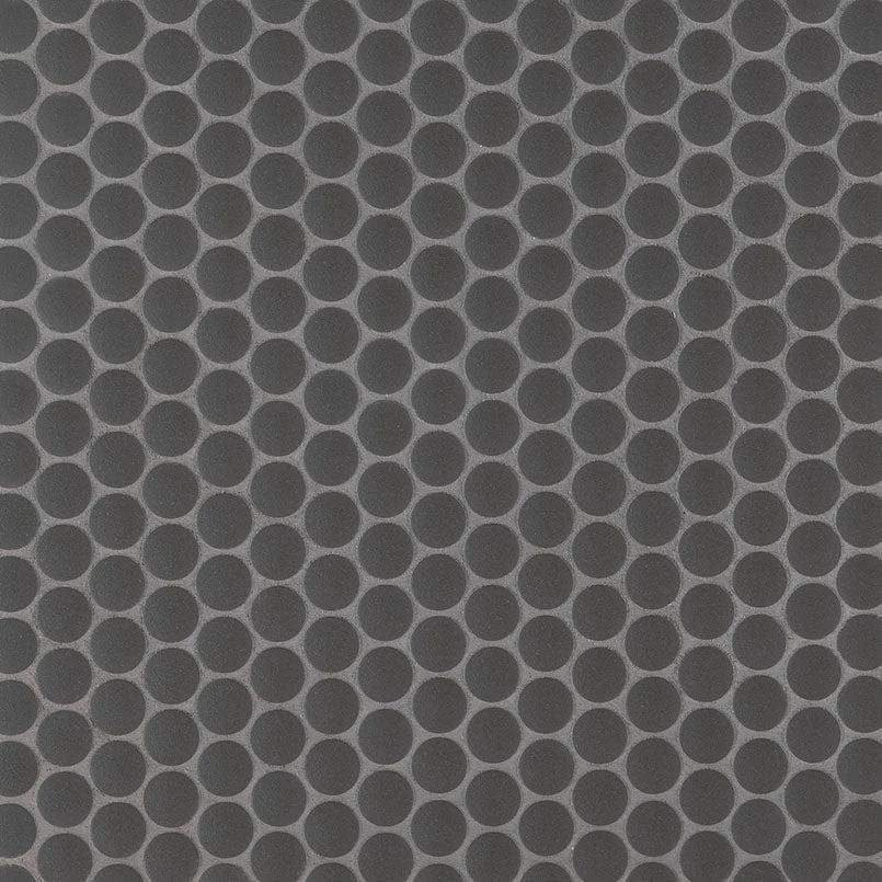 Penny Round Nero 6mm matte ceramic wall tile in black