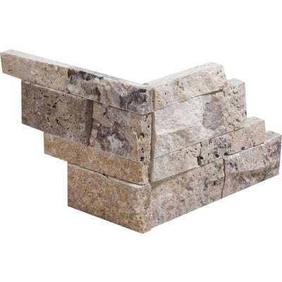 Philadelphia Split-Faced Travertine Ledger Panel Corner Mosaic Tiles