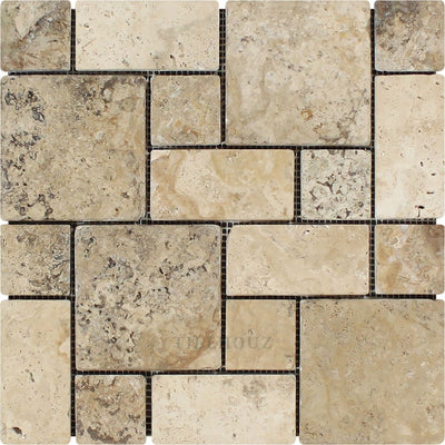 Philadelphia Tumbled Travertine Mini Pattern Mosaic Tile (Non-Interlocking) Tiles