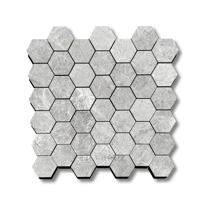 Tundra Gray Marble 2 Hexagon Mosaic Polished&Honed