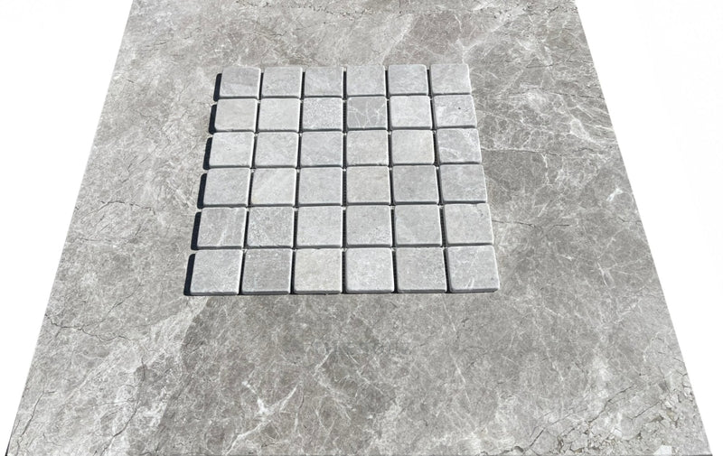 Tundra Gray Marble 2X2 Tumbled Mosaic