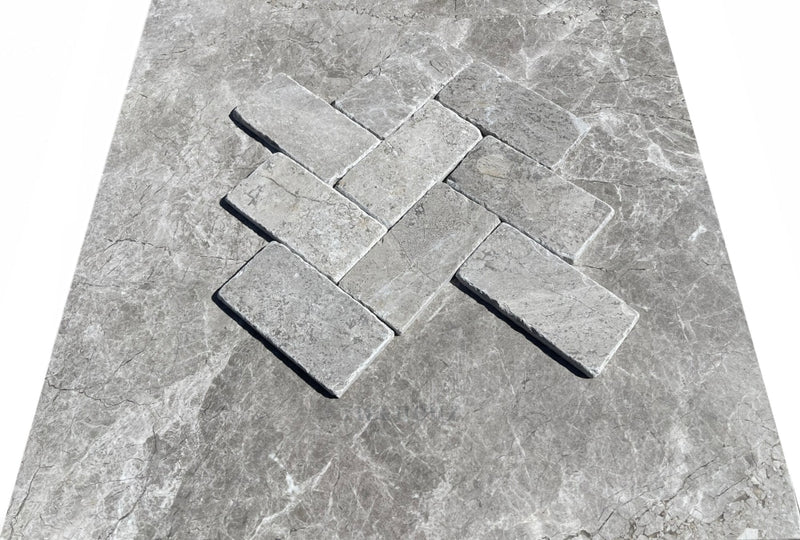 Tundra Gray Marble 3X6 Tumbled Tile